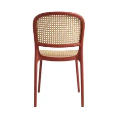 DISTRIONLINE - Set X4 Sillas Viena Tipo Mimbre Color Rojo