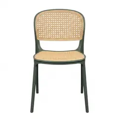 DISTRIONLINE - Set X4 Sillas Viena Tipo Mimbre Color Verde