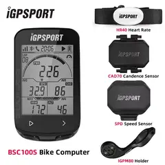 IGPSPORT - Combo Profesional Ciclocomputador con GPS para Bicicleta BSC100S + Soporte M80 + Kit Sensores