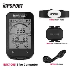 IGPSPORT - Ciclocomputador con GPS para Bicicleta BSC100S + Soporte M80 + Sensor CAD70 + Sensor HR40
