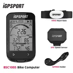 IGPSPORT - Ciclocomputador con GPS para Bicicleta BSC100S + Soporte M80 + Sensor SPD + Sensor HR40