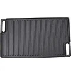 GENERICO - Plancha Parrilla Reversible De Hierro Fundido 45cm - Asador 2 En 1 Para Inducción, Gas y Fogata