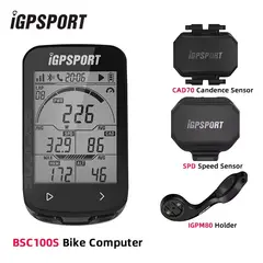 IGPSPORT - Ciclocomputador con GPS para Bicicleta BSC100S + Soporte M80 + Sensor SPD + Sensor CAD70