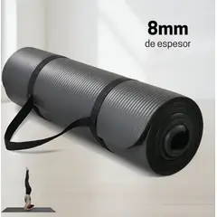 GENERICO - Tapete De Yoga Pilates O Fitness Grosor 8 Milimetros - NEGRO