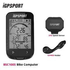 IGPSPORT - Ciclocomputador con GPS para Bicicleta BSC100S + Soporte M80 + Sensor SPD