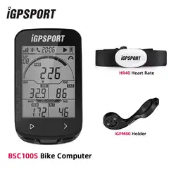 IGPSPORT - Ciclocomputador con GPS para Bicicleta BSC100S + Soporte M80 + Sensor HR40