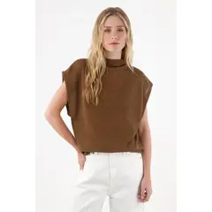 TOPMARK - Camiseta Oversize de cuello alto para mujer