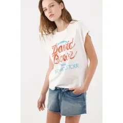 TENNIS - Tshirt con gráfico retro en algodón blanco para mujer