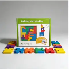 GENERICO - Juego Didáctico Bloques Madera Stacking Tangram Con Retos