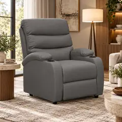 ELITE LIVING - SILLA RECLINABLE PUSH ARM TREVI SINTETICO GRIS