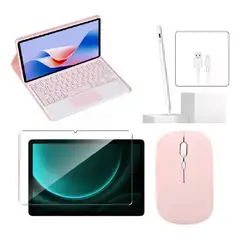 GENERICO - ESTUCHE TECLADO TRACK PAD PARA TABLET SAMSUNG S10 FES9 FE+ MOUSE + VIDRIO + LAPIZ ROSA