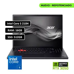 ACER - PORTATIL NITRO LITE INTEL CORE 5 210H - RAM 16GB DDR5 - SSD 512GB - PANTALLA 16 - RTX 3050 6GB