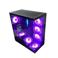 POWER GROUP - CHASIS GAMER W97 ARGB – 7 VENTILADORES – VIDRIO TEMPLADO – SOPORTE 360MM – NEGRO