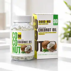 HEALTHY AMERICA - Aceite De Coco Extra Virgen Orgánico 90 Softgels 3000 Mg