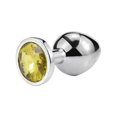 GENERICO - Plug anal en Acero Redondo Talla M Amarillo
