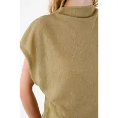 TOPMARK - Camiseta Oversize de cuello alto con textura ligera para mujer