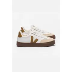 VEJA - Tenis Kids Volley Elastic Laces Leather White Almond Bark Unisex