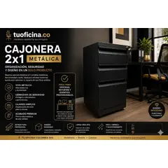 GENERICO - CAJONERA 2X1 METALICA NEGRA