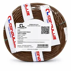 GENERICO - Rollo Cable Vehicular Flexible Monopolar Cafe Calibre 22 X100mt