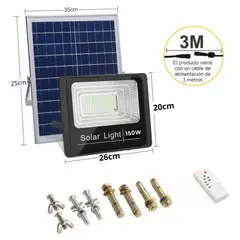 COLME TECHNOLOGY HOME - JORTAN Reflector Solar 150W Lampara Exterior Panel Solar 6V