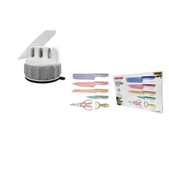 GENERICO - Juego Set Cuchillos Cocina X 6 Piezas Colores + Afilador