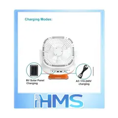 GENERICO - Ventilador Recargable Solar Con Luz LED Y Parlante Portátil Potente Seisa