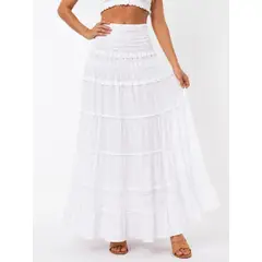 GENERICO - Falda Larga Blanca Casual REF Larga