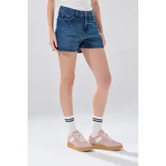 KOAJ - Short tiro alto de jean azul oscuro con cremallera Mujer