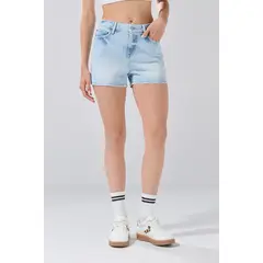 KOAJ - Short de jean 5 bolsillos azul claro con tiro alto Mujer