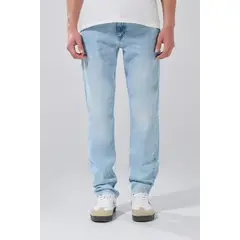 KOAJ - Jean slim tiro bajo azul claro con 5 bolsillos y desgas Hombre