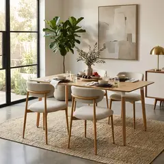 ENTRE NOS HOME - JUEGO DE COMEDOR PRATTO X4 - MESA HONEY Y SILLAS LINO