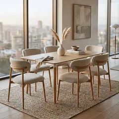 ENTRE NOS HOME - JUEGO DE COMEDOR PRATTO X6 - MESA HONEY Y SILLAS LINO
