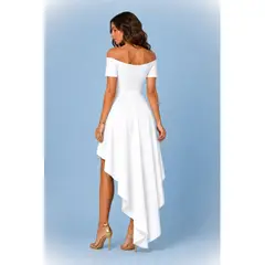NEGRELI - Vestido Elegante Asimétrico Corte Princesa Cola de Pato
