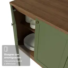 MADESA - Mueble de Cocina Armario Vertical Vik 60 cm con 3 Puertas Marrón/Verde