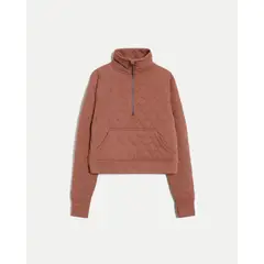 ATMOS - Chaqueta Acolchada Half Zipper Fit Relajado Para Mujer Café