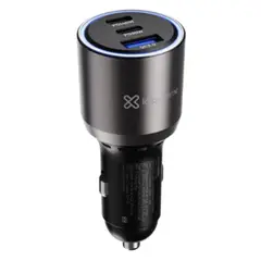KLIP XTREME - Cargador De Carro PowerCar KCC-140, 3 Puertos (2 USB-C, 1 USB-A), 140W