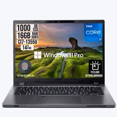 ACER - Portatil Travelmate Intel Core i7-1355U RAM 16GB SSD 1TB LCD 14 W11 Profesional