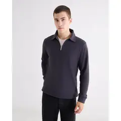 SEVEN SEVEN - Buzo Polo Con Zipper Para Hombre Azul