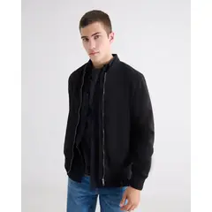SEVEN SEVEN - Chaqueta Bomber En Gamuza Para Hombre Negro
