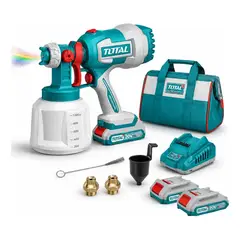 TOTAL - Pistola Pintar Inalambrica + 2 Bat + Maletin 16 Turquesa 20v