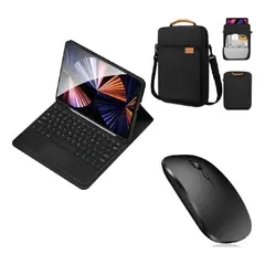 GENERICO - FORRO ESTUCHE TECLADO TRACK PAD PARA IPAD 10.2 7/8/9 GENERACION + MOUSE + BOLSO NEGRO