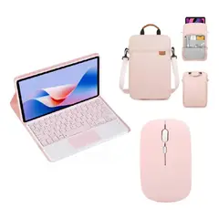GENERICO - FORRO ESTUCHE TECLADO TRACK PAD PARA IPAD 10.2 7/8/9 GENERACION + MOUSE + BOLSO ROSA