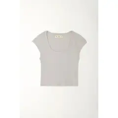 TENNIS - Camiseta con escote profundo en rib gris para mujer