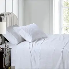 GENERICO - Juego De Sabanas Hoteleras 250 Hilos Doble Blanco Algodón Poliéster