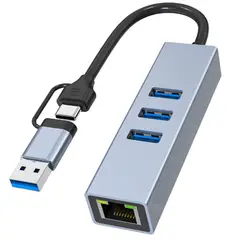 JALTECH - HUB SL030 4 EN 1 CABLE TIPO C / 3 USB 3.0 / 1 RJ45