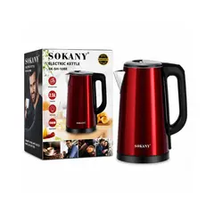 SOKANY - Hervidor Eléctrico SK-SH-1088 Rojo Acero Inoxidable 2.5L 1500W