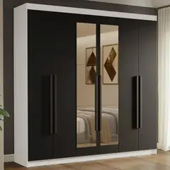 MADESA - Closet Venus 6 Puertas 4 Cajones 2 Espejos BlancoNegro