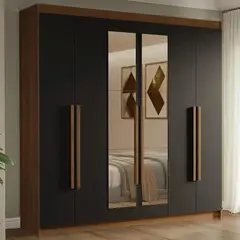 MADESA - Closet Venus 6 Puertas 4 Cajones 2 Espejos MarrónNegro