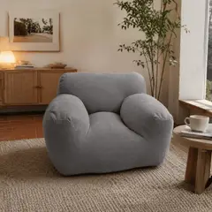 ESTILO RELAX - Sillon Puff King en Peluche Ultrasuave - Gris