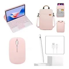 GENERICO - FORRO ESTUCHE TECLADO TRACKPAD PARA TABLET XIAOMI REDMI PAD SE 11 + MOUSE + BOLSO +LAPIZ ROSA